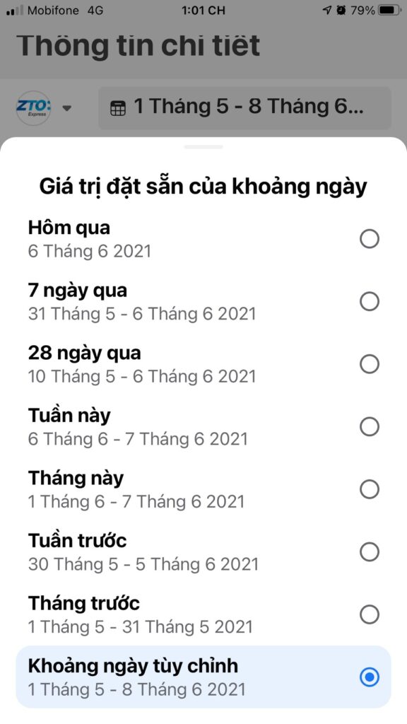 Chọn khoảng thời gian