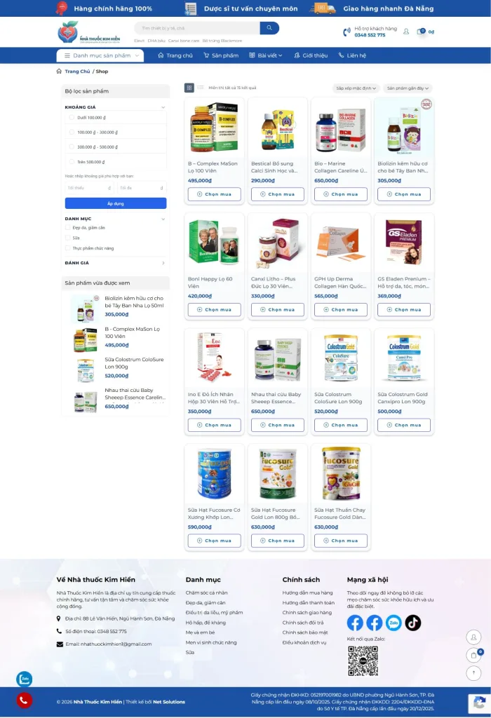 Thiết kế website bán hàng nhà thuốc 3