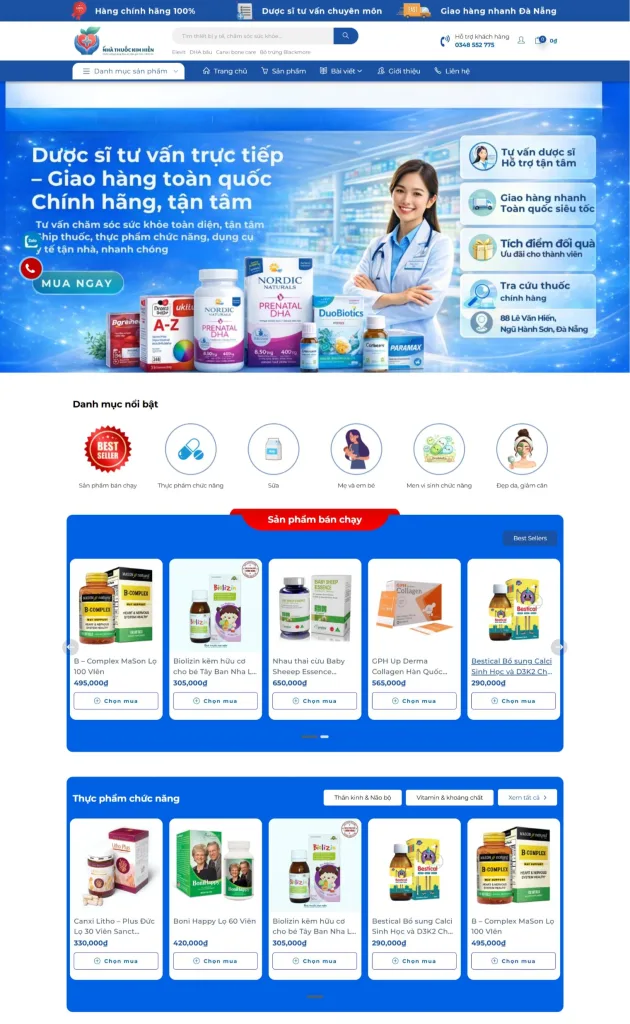 Thiết kế website bán hàng nhà thuốc