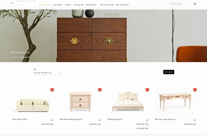 Ví dụ về trang web bán hàng có giao diện đẹp và hiệu quả trong lĩnh vực kinh doanh.