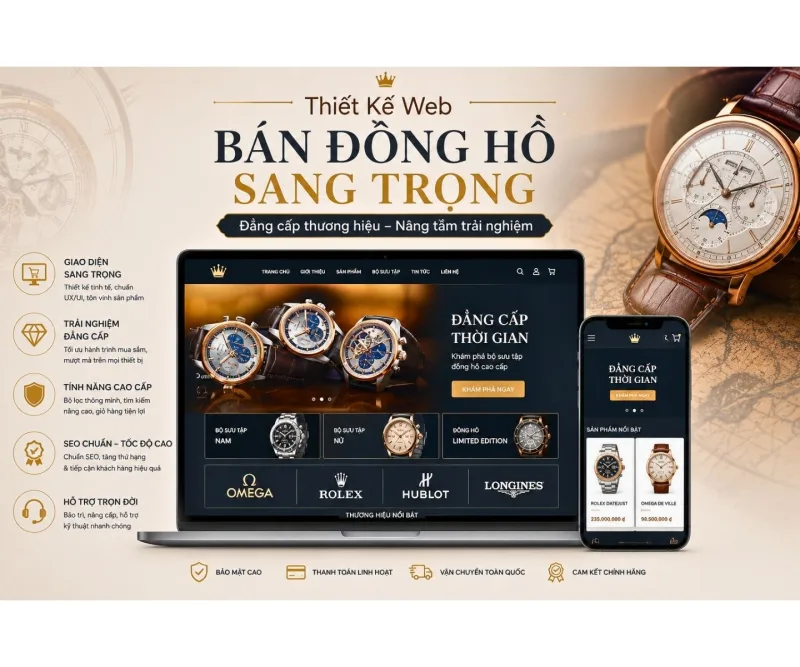 Thiết Kế Web Bán Đồng Hồ Sang Trọng, Tối Ưu Chuyển Đổi Doanh Số