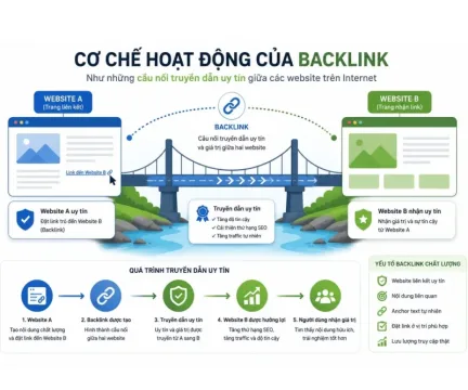 Cơ chế hoạt động của backlink như những cầu nối truyền dẫn uy t&iacute;n giữa c&aacute;c website tr&ecirc;n Internet