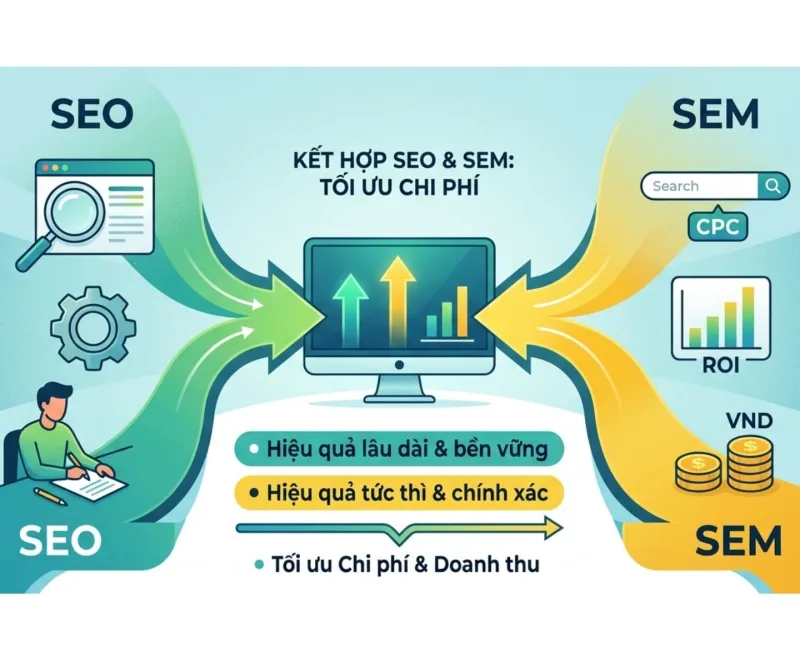 Mô hình phễu chuyển đổi kết hợp SEO và SEM để tối ưu chi phí chuyển đổi (CRO)