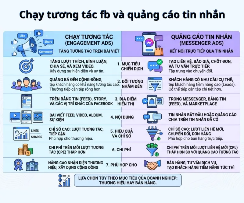 Sự khác biệt cốt lõi về mục tiêu chuyển đổi giữa hai hình thức quảng cáo phổ biến