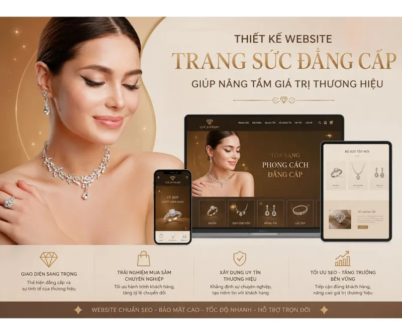 Thiết kế website trang sức đẳng cấp giúp nâng tầm giá trị thương hiệu trực tuyến