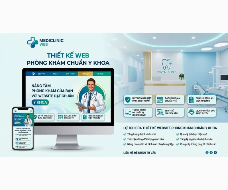 Thiết Kế Web Phòng Khám Chuẩn Y Khoa: Tối Ưu Đặt Lịch, Tăng Uy Tín