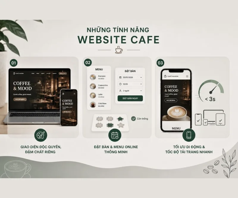 Những tính năng cần thiết trên website cho quán cafe