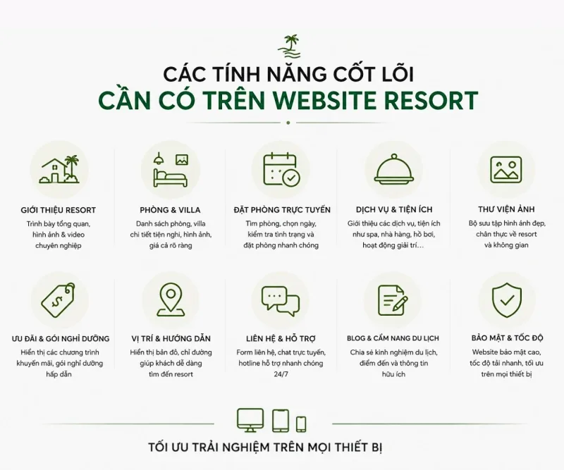 Những tính năng mà một website resort cần