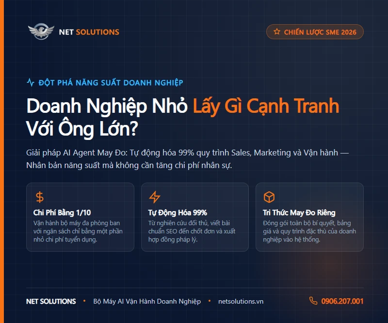 Doanh nghiệp nhỏ lấy gì cạnh tranh với ông lớn Giải pháp AI Agent may đo Net Solutions