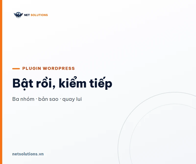 Nền sáng, chữ navy lớn: Cập nhật plugin WordPress, Bật rồi, kiểm tiếp