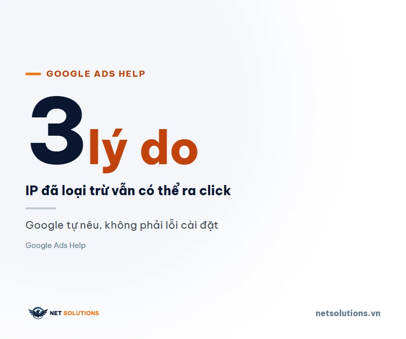 Con số 3 lớn trên nền sáng: ba lý do Google nêu cho click vẫn đến từ IP đã loại trừ