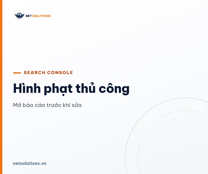 Thẻ chữ lớn trên nền sáng ghi Hình phạt thủ công, nhãn Search Console