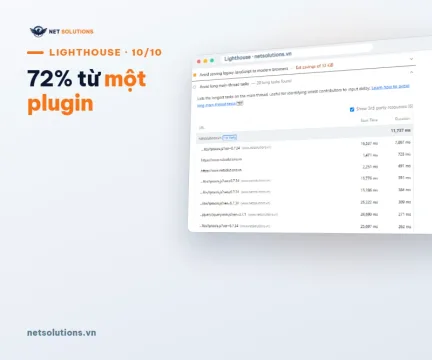 B&aacute;o c&aacute;o Lighthouse của trang chủ netsolutions.vn, mục t&aacute;c vụ d&agrave;i tr&ecirc;n luồng ch&iacute;nh, d&ograve;ng tptools.js của plugin Slider Revolution 7.867 ms