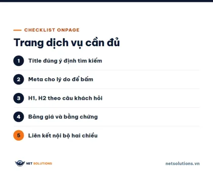 dai dien seo onpage checklist trang dich vu Danh sách năm mục kiểm onpage cho trang dịch vụ trên nền sáng