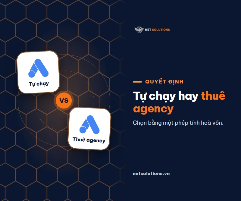 Tự chạy Google Ads hay thuê agency: chọn bằng một phép tính hoà vốn, hai thẻ logo Google Ads đối đầu