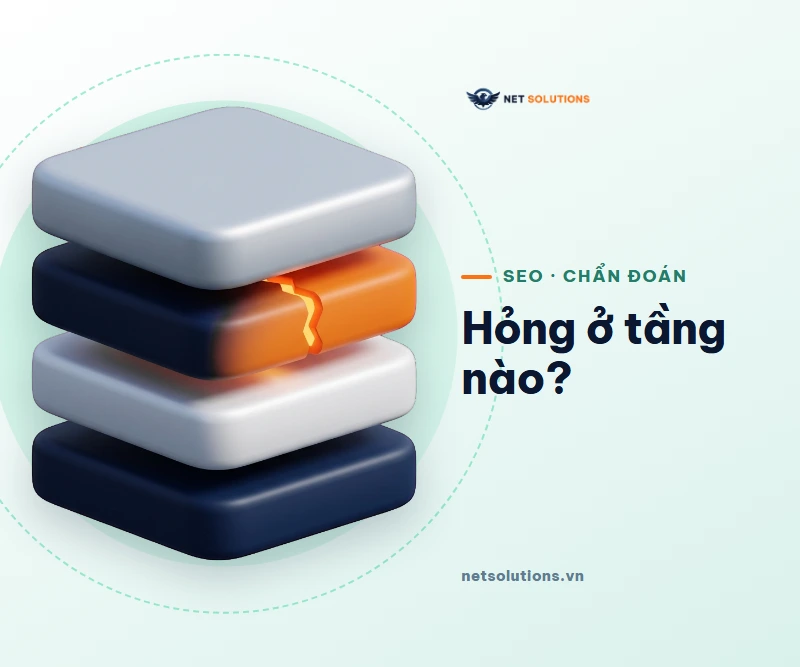 Minh hoạ bốn tầng xếp chồng, tầng thứ hai bị nứt sáng màu cam