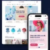 Giao diện mẫu website mẹ và bé DOKIKIDS trên máy tính và điện thoại
