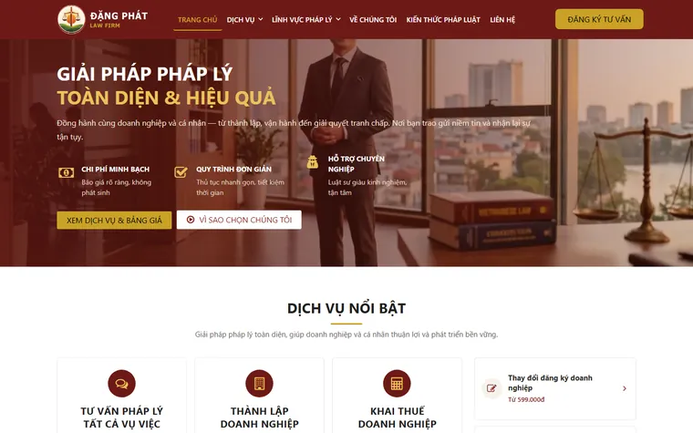 Ảnh chụp trang chủ website luatdangphat.vn