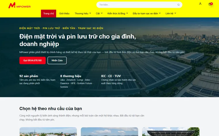 Ảnh chụp trang chủ website mpower.vn