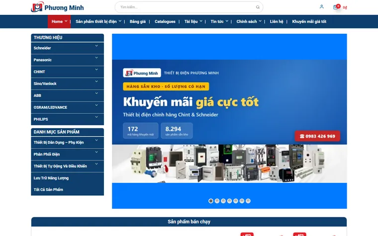 Ảnh chụp trang chủ website thietbidiencongnghiep.com.vn