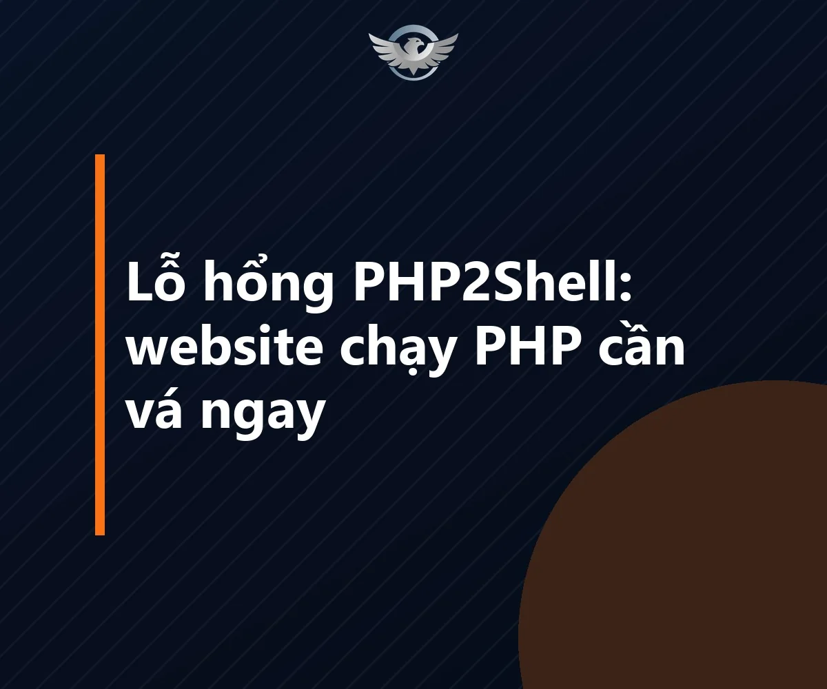 Ảnh bìa bài cảnh báo lỗ hổng PHP2Shell: dòng chữ website chạy PHP cần vá ngay trên nền xanh đậm, logo Net Solutions