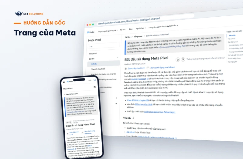 Trang Bắt đầu sử dụng Meta Pixel của Meta trên máy tính và điện thoại, hướng dẫn cài pixel facebook