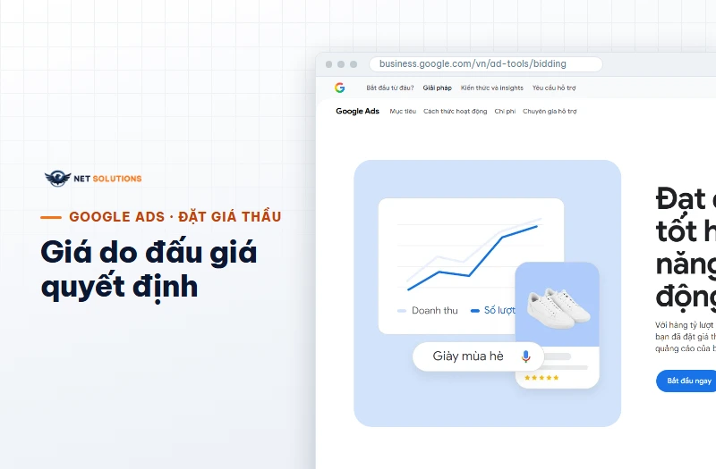 Ảnh chụp trang Google Ads giới thiệu đặt giá thầu thông minh trên máy tính