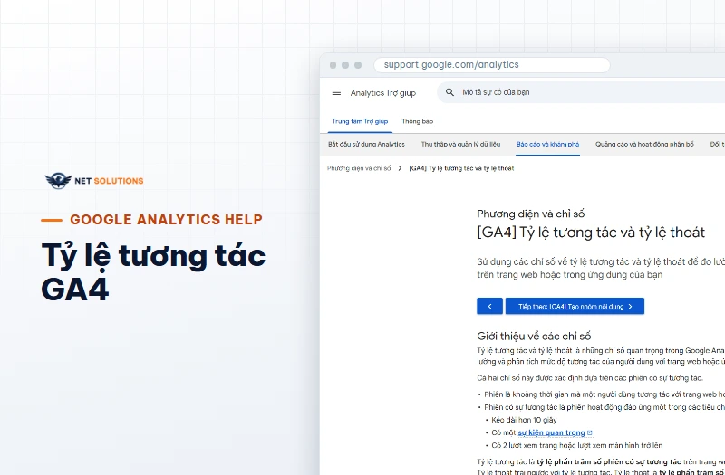 Trang trợ giúp Google Analytics định nghĩa phiên có tương tác, tỷ lệ tương tác và tỷ lệ thoát