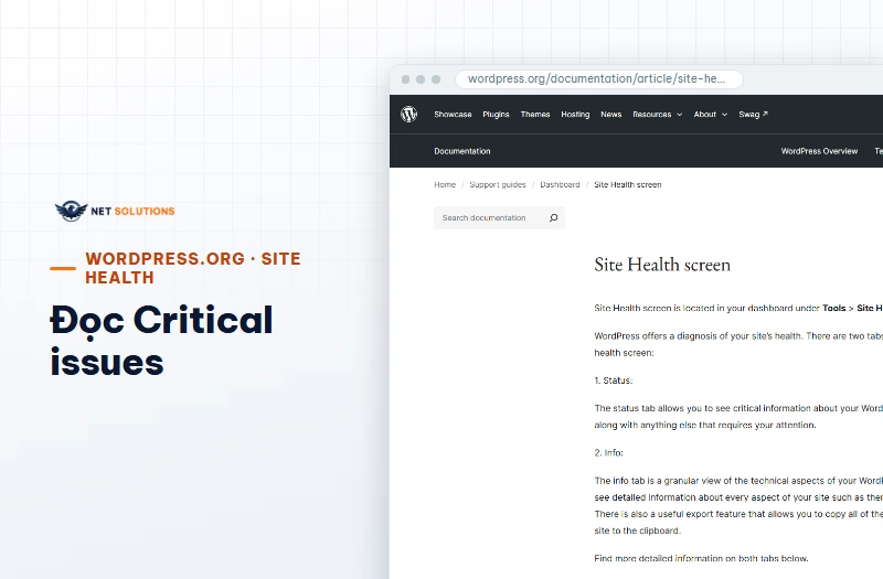 Trang tài liệu Site Health của WordPress.org, mục Critical issues nêu cảnh báo cập nhật nền không hoạt động