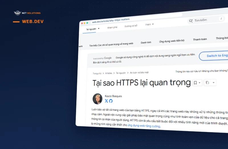 Trang web.dev về vì sao HTTPS quan trọng trên màn hình máy tính