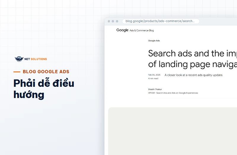 Ảnh chụp bài viết của Google về tầm quan trọng của điều hướng trang đích quảng cáo tìm kiếm