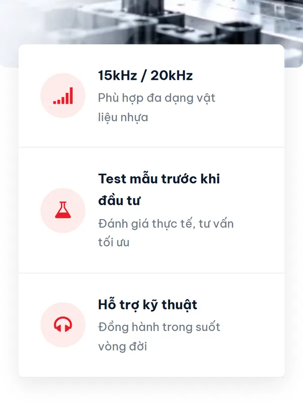 Giao diện website máy hàn siêu âm Vitenda Sonic do Net Solutions thiết kế: phần tiếp theo trên điện thoại