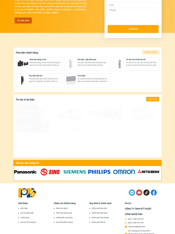 Giao diện website thiết bị điện Dien Mall do Net Solutions thiết kế: phần cuối trang chủ trên máy tính