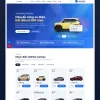 Giao diện mẫu website VinFast trên máy tính với banner và danh sách xe